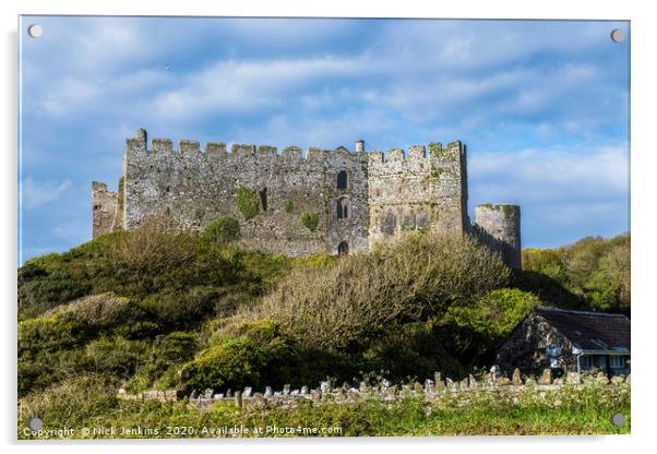 Manorbier Castle South Pembrokeshire Coast Wales Acrylic by Nick Jenkins