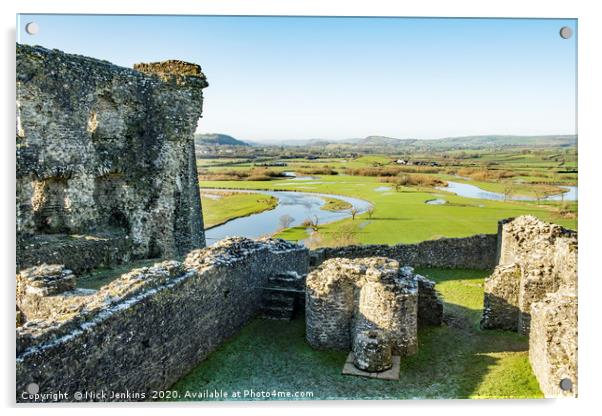 The Tywi Valley Dryslwyn Castle Carmarthenshire Acrylic by Nick Jenkins