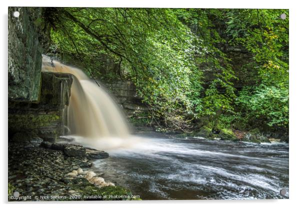 West Burton Waterfall Yorkshire Dales Sideways on Acrylic by Nick Jenkins