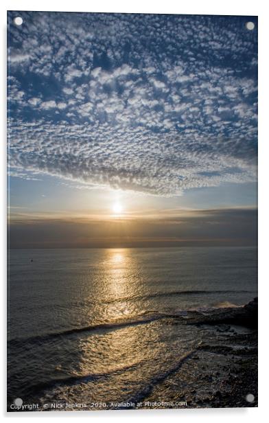 Sunset over Nash Point Beach South Wales Acrylic by Nick Jenkins