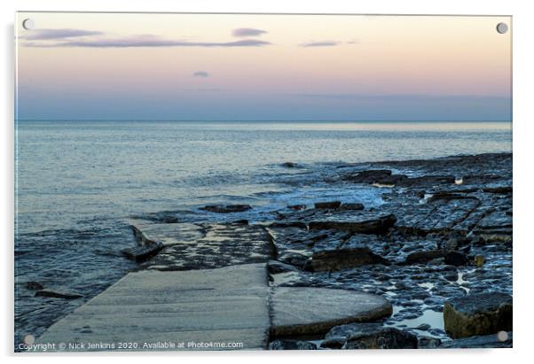 Dunraven Bay at Dawn Glamorgan Heritage Coast Acrylic by Nick Jenkins