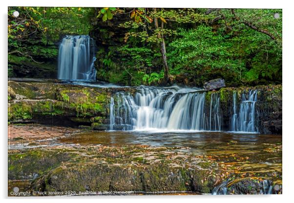 Lower Ddwli Waterfall in the Vale of Neath Wales Acrylic by Nick Jenkins