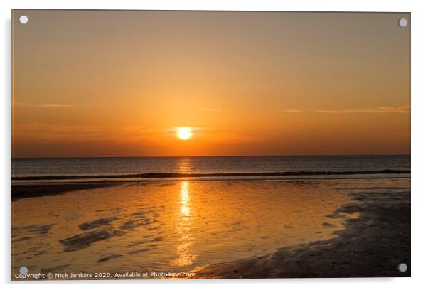 Dunraven Bay Sunset Glamorgan Heritage Coast Wales Acrylic by Nick Jenkins