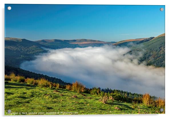 Talybont Valley and Cloud Inversion Brecon Beacons Acrylic by Nick Jenkins