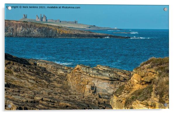 Dunstanburgh Castle seen from Howick Northumberlan Acrylic by Nick Jenkins