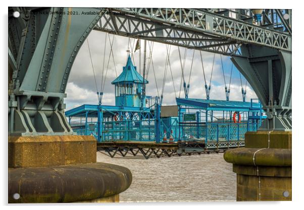 Newport Transporter River Usk Bridge Close Up  Acrylic by Nick Jenkins