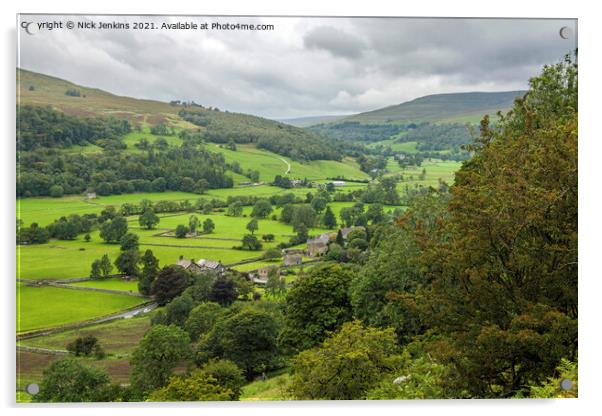 Looking over Buckden village to Upper Wharfedale Y Acrylic by Nick Jenkins