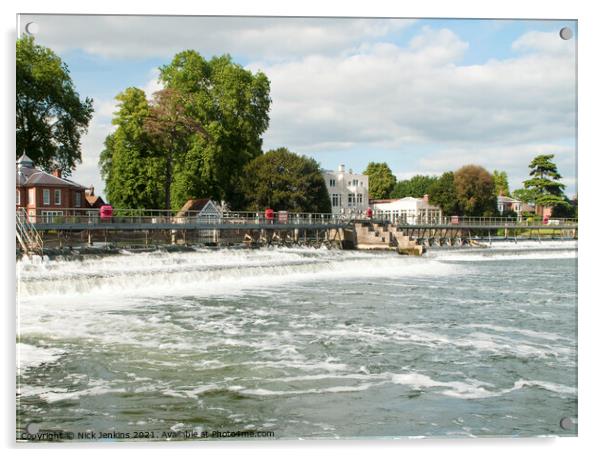 The weir on the River Thames at Marlow  Acrylic by Nick Jenkins