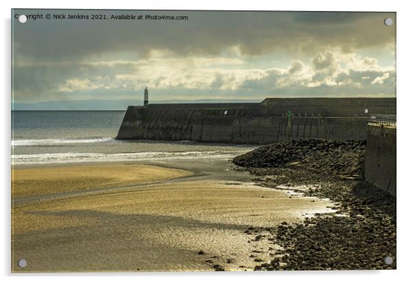 Porthcawl Pier and Lighthouse South Wales Coast Acrylic by Nick Jenkins