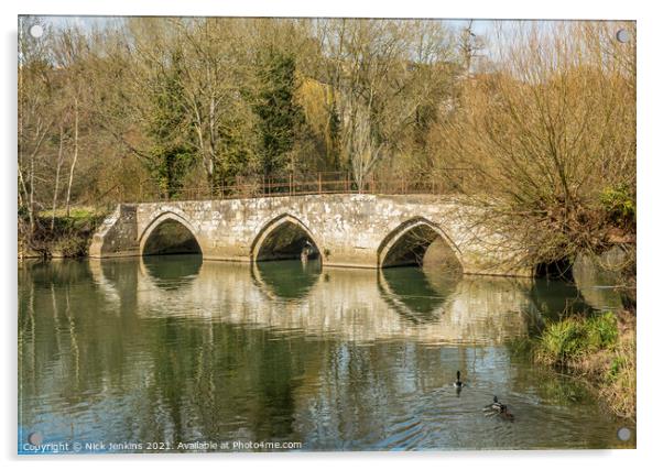 The Old Barton Packhorse bridge Bradford on Avon Acrylic by Nick Jenkins