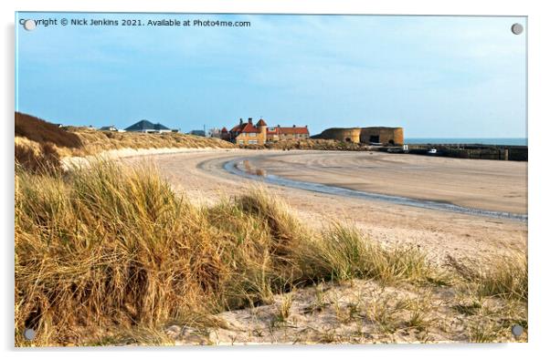Beadnell Beach and Harbour Northumberland Coast Acrylic by Nick Jenkins