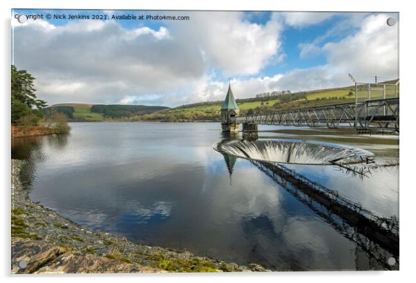 Pontsticill Reservoir and Water Outlet Brecon Beac Acrylic by Nick Jenkins