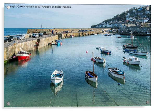 Mousehole Harbour South Cornwall Coast  Acrylic by Nick Jenkins