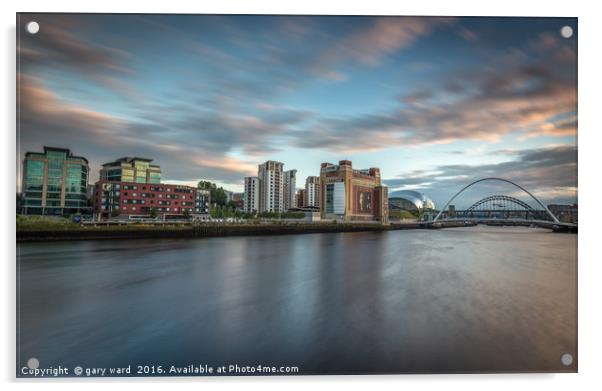 Newcastle Quayside at sunset Acrylic by gary ward