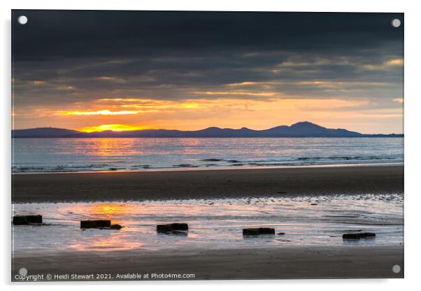 Sunset from Harlech Beach in North Wales Acrylic by Heidi Stewart