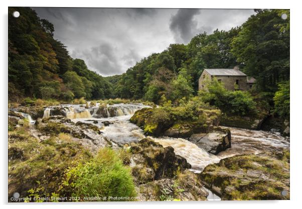Cenarth Falls and Old Mill, Ceredigion, Wales  Acrylic by Heidi Stewart