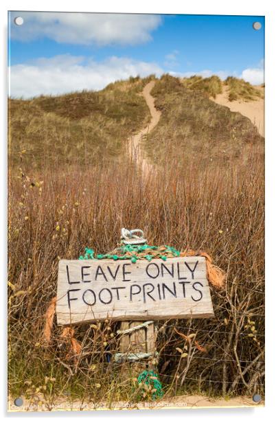 Leave Only Footprints Sign Acrylic by Heidi Stewart