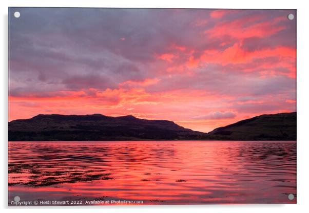 Loch Scridain Sunset Acrylic by Heidi Stewart