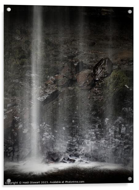 Close Up of Henrhyd Falls Acrylic by Heidi Stewart