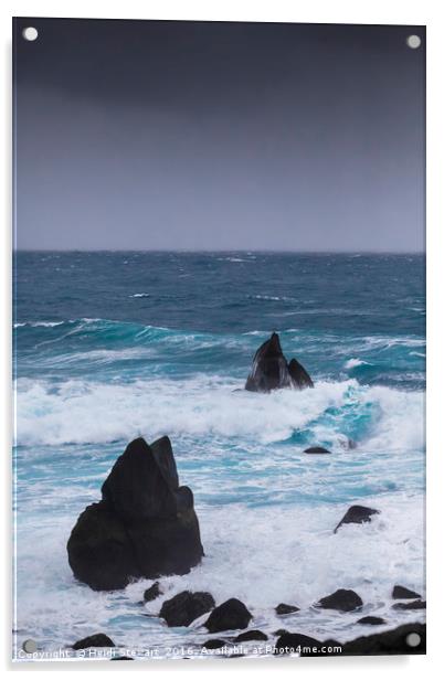 Rocks and Rough Seas, Iceland Acrylic by Heidi Stewart