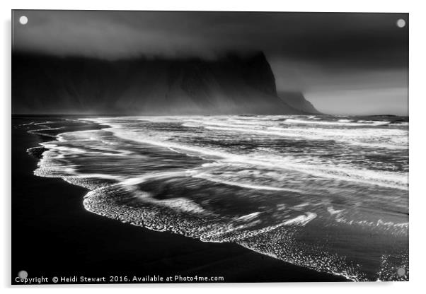 Stokksnes Beach and Waves Acrylic by Heidi Stewart