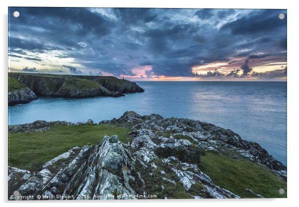 Porthgain Headland Sunset, Pembrokeshire, Wales UK Acrylic by Heidi Stewart
