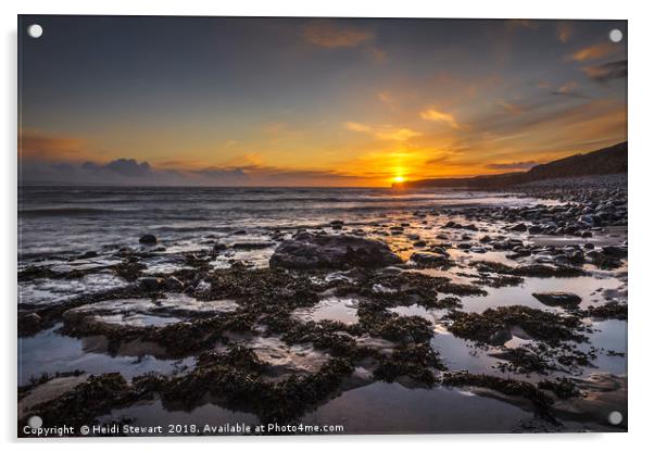Sunset at Llantwit Beach  Acrylic by Heidi Stewart