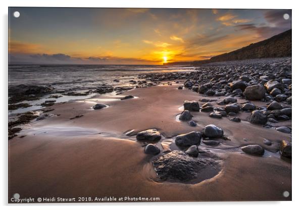 Llantwit Major Beach Acrylic by Heidi Stewart