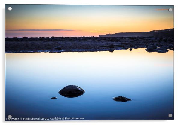 Llantwit Major beach at Sunset Acrylic by Heidi Stewart