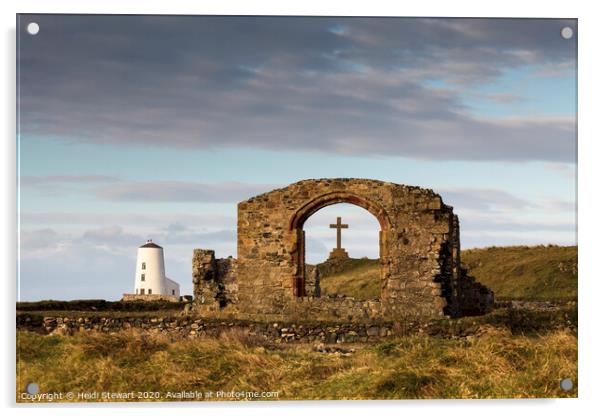 St. Dwynwen's Church Remains, Her Cross and a Ligh Acrylic by Heidi Stewart