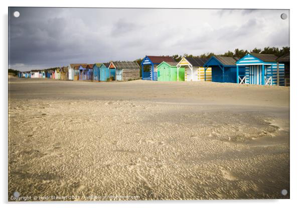 Colourful Beach Huts Acrylic by Heidi Stewart