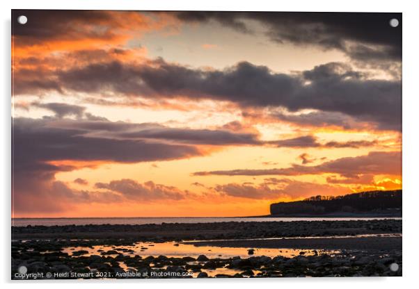 Sunset on Llantwit Beach Acrylic by Heidi Stewart