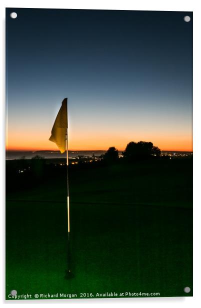 Golf Green, flag Acrylic by Richard Morgan