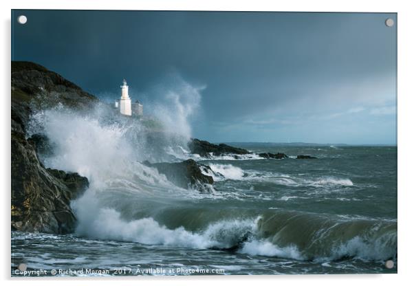 "Storm Doris" Bracelet Bay, Mumbles, Gower. Acrylic by Richard Morgan