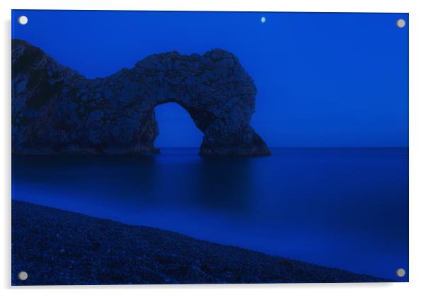 Moon over Durdle Door Acrylic by Anthony Simpson
