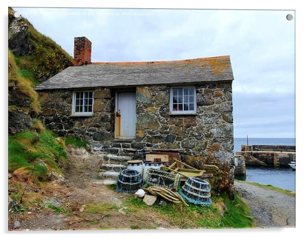 Mullion harbour Fisherman's cottage Acrylic by Alexandra Stevens