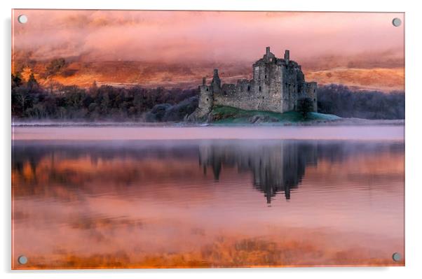 Misty Sunrise Kilchurn Castle Acrylic by Matt Johnston