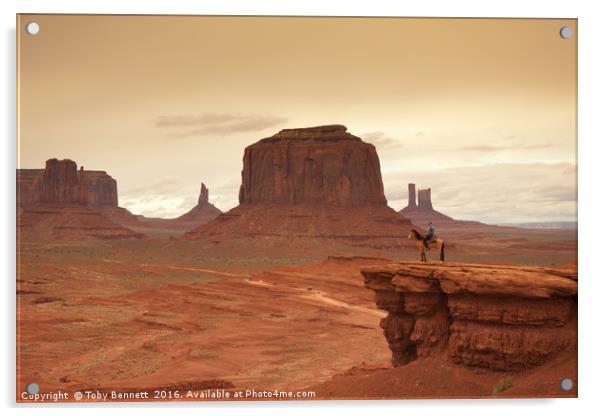 Lone Horseman Overlooks Monument Valley Acrylic by Toby Bennett