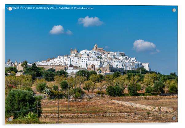 Hilltop town of Ostuni in Puglia, Southern Italy Acrylic by Angus McComiskey