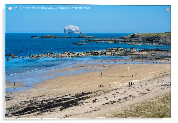 Milsey Bay Beach North Berwick and Bass Rock Acrylic by Angus McComiskey