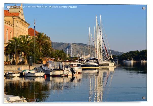 Early morning light Stari Grad harbour, Croatia Acrylic by Angus McComiskey