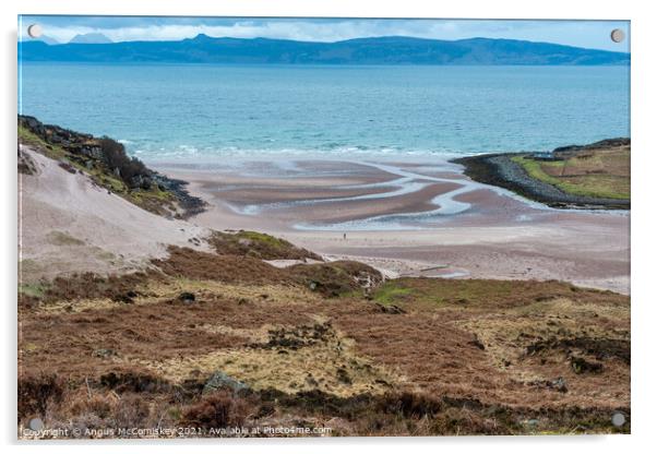 Sandy beach with view of Raasay and Isle of Skye Acrylic by Angus McComiskey