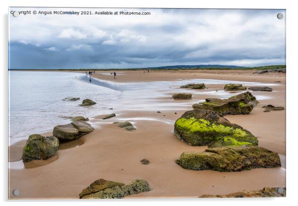 Dornoch beach looking south as the tide retreats Acrylic by Angus McComiskey