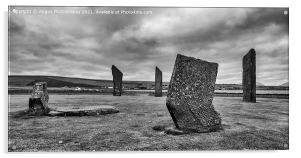 Standing Stones of Stenness, Mainland Orkney mono Acrylic by Angus McComiskey