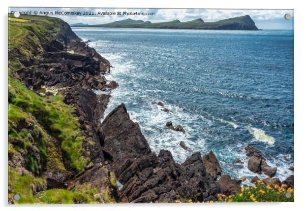 Sea cliffs at Feohanagh on the Dingle Peninsula Acrylic by Angus McComiskey