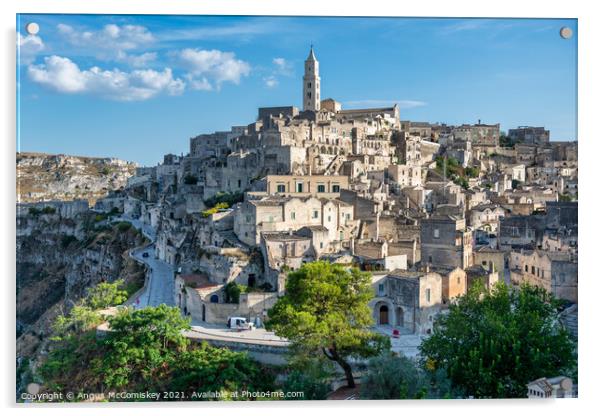 Classic view of Sassi District of Matera Acrylic by Angus McComiskey