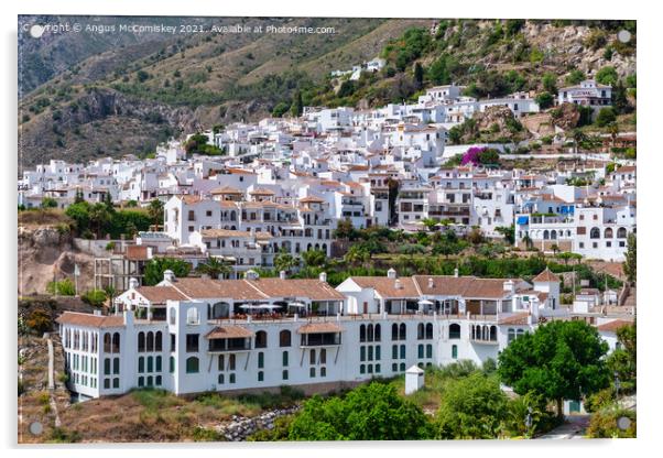 White village of Frigiliana in Andalusia, Spain Acrylic by Angus McComiskey