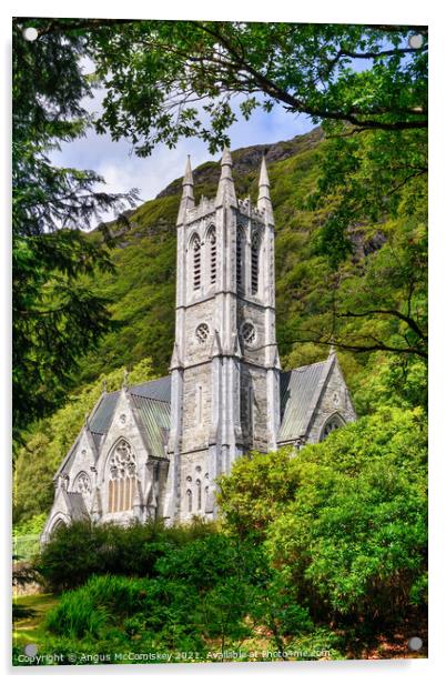 Church at Kylemore Abbey, County Galway Acrylic by Angus McComiskey
