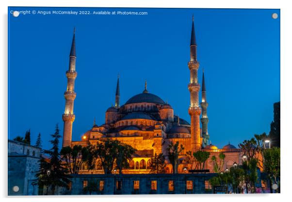 Blue Mosque at dusk Acrylic by Angus McComiskey