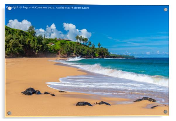 Secret Beach on Kauai Island in Hawaii Acrylic by Angus McComiskey